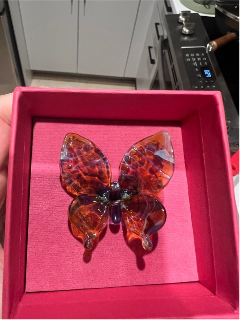Handmade butterfly glass ring size 7 glasswork diy art